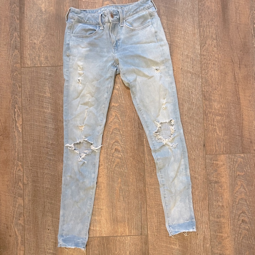 American Eagle Stretch 360 Ripped Skinny Jeans